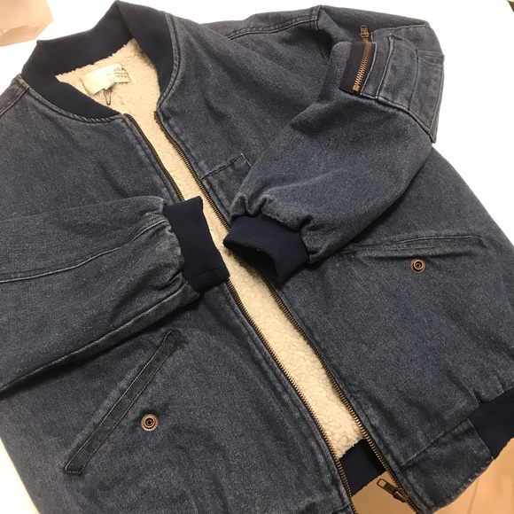 J.O.A. Denim Sherpa Bomber Jacket - Picture 5 of 8